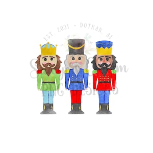 PNG aquarela Arquivo para impressão/Sublimação/Design de transferência de calor/Clipart digital, Trio quebra-nozes, Soldado de natal, Boas festas, coroa