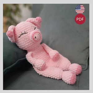 Crochet pig pattern, amigurumi pattern plushie, crochet Snuggler pig PDF pattern.