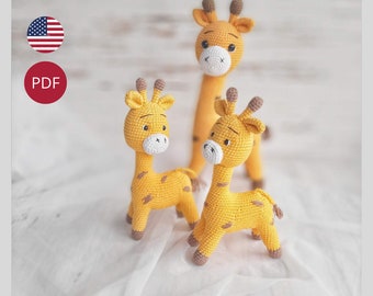 Crochet pattern giraffe family amigurumi, amigurumi giraffe crochet pattern, safari animal crochet pattern.