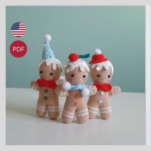 Crochet patterns of Christmas gingerbread amigurumi Christmas tree decoration.