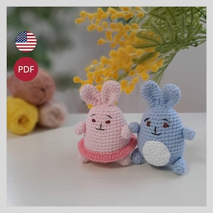 Crochet pattern Easter bunny amigurumi pattern , small toys amigurumi crochet pattern cute animals, pdf  English.