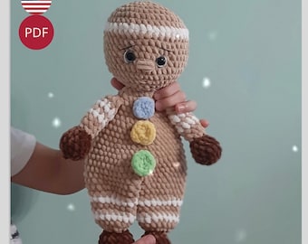 Patron Amigurumi en pain d'épice au crochet : peluche de Noël (Patron PDF)