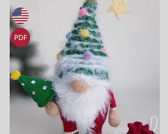 Christmas gnome crochet pattern, Christmas crochet decoration.