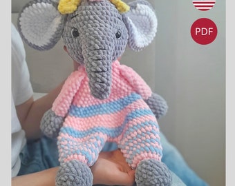 Crochet Elephant Snuggler Pattern: Amigurumi Plush Toy patterns (PDF Pattern)