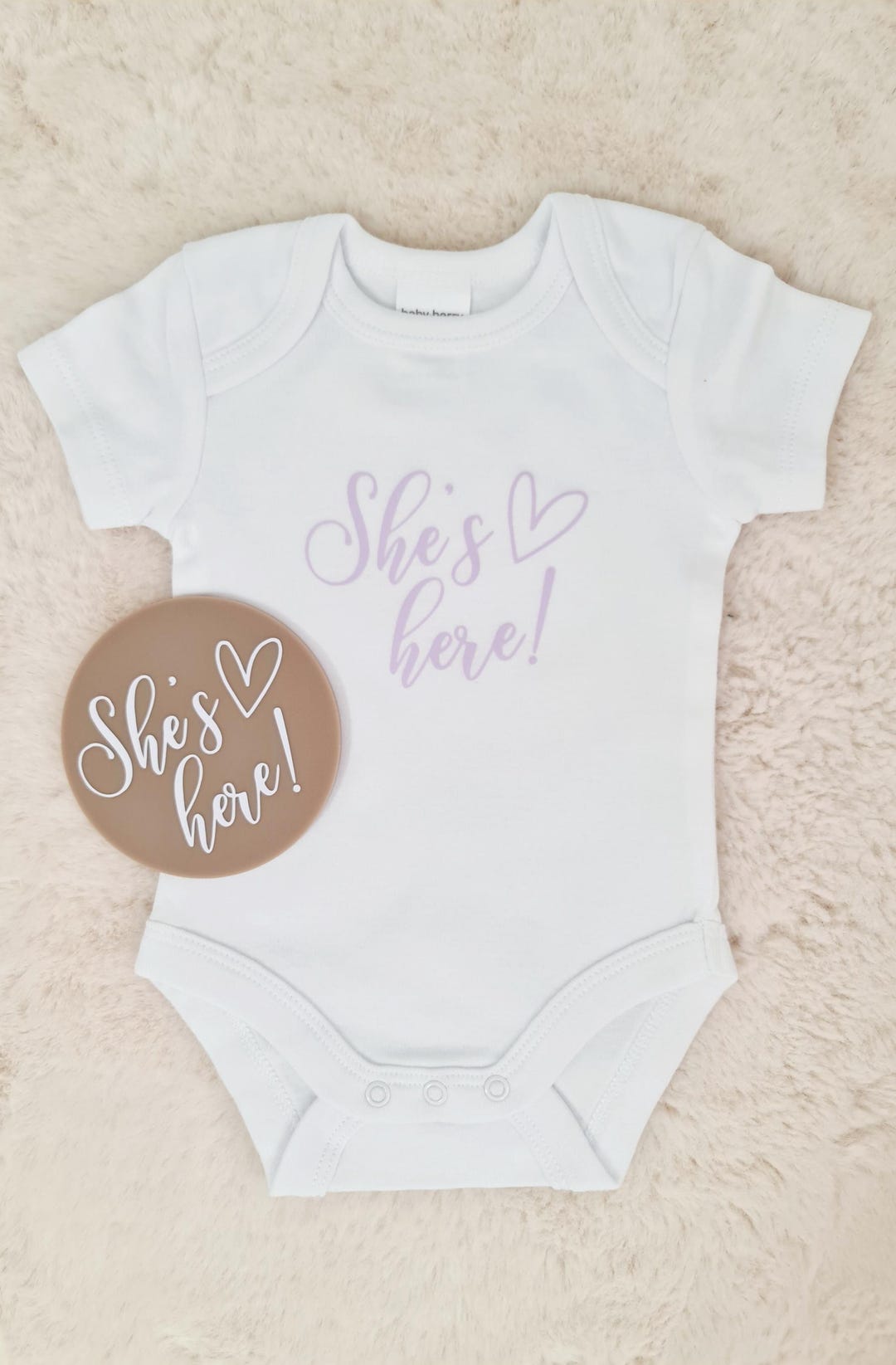 Baby Announcement Outfit, Announcement Outfit, She's Here Baby Bodysuit ...