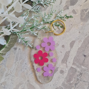 Porte-clés motel, porte-clés acrylique Fleurs