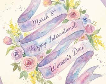 Watercolor International Women's Day Print | Floral Art, Empowerment Decor (Digital Download)