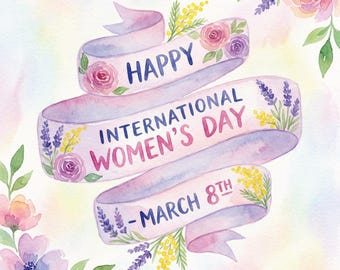 Watercolor International Women's Day Print | Floral Art, Empowerment Decor (Digital Download)