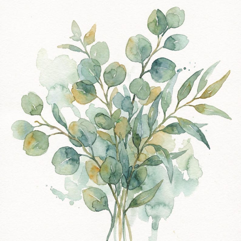 Watercolor Eucalyptus Print Set | Sage Green Botanical Wall Art ...