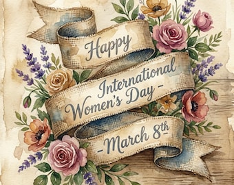International Women's Day Watercolor Print | March 8 Floral Art (Digital Download)
