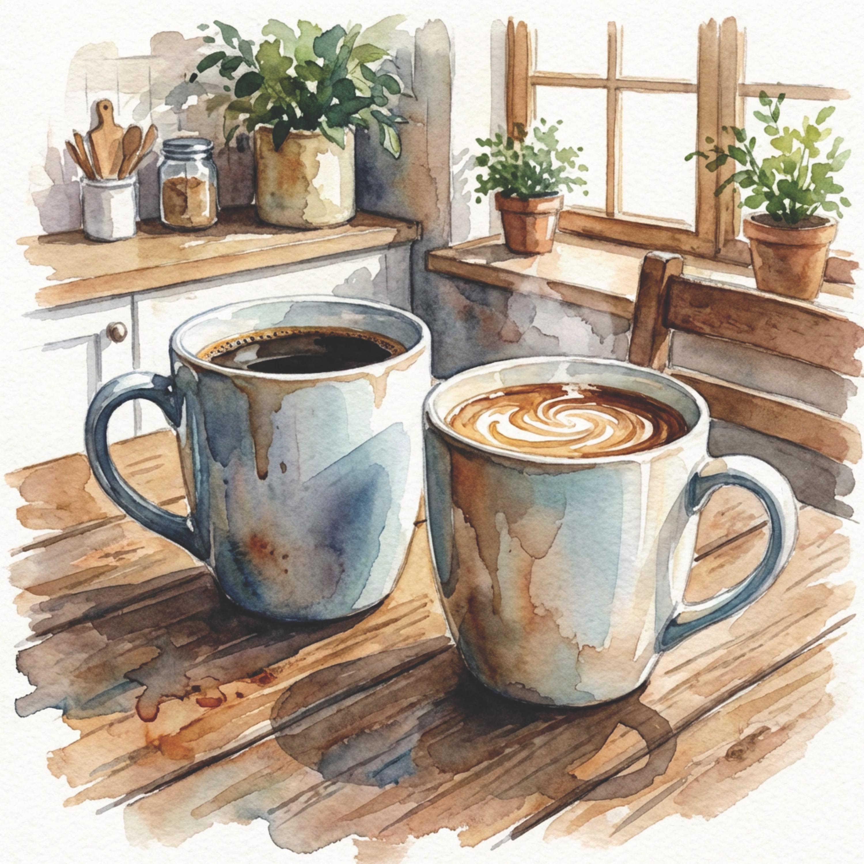 set of 8 kitchen prints, coffee print set, fork spoon... Watercolor Coffee Print Set | Vintage Kitchen Cafe Art (digital ...