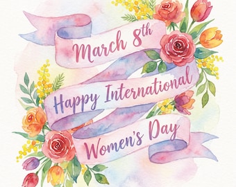Aquarell Internationaler Frauentag Poster | Floral Art, Empowerment Decor (Digitaler Download)