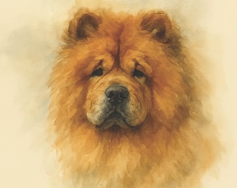 Chow Chow Watercolor Art Print | Booper Doo Dog Portrait Collection (Digital Download)
