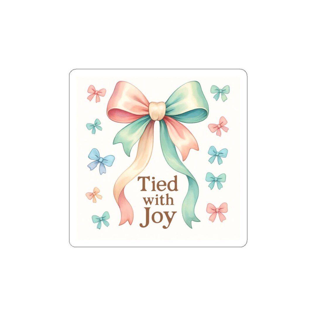 Joy Ribbon Pastel Ribbon Bow Tied With Joy Sticker | Kiss-cut Sticker - Etsy