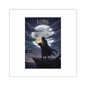 Moonlit Lore Wizard Reading Spellbook Sticker