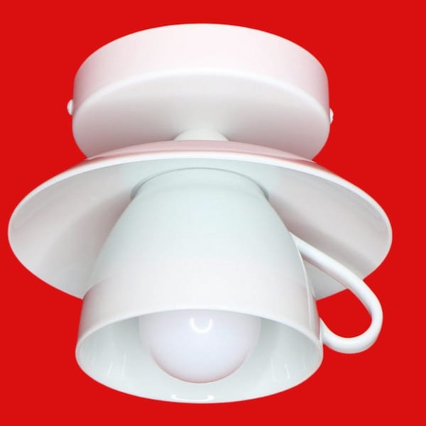 Moderne Lampe | Deckenleuchte aus 400ml Jumbo-Tasse | Tassenlampe für Küche und Esszimmer | Küchenleuchte aus Porzellan Geschirr