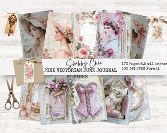 Shabby Chic Pink Victorian Junk Journal Printable Vintage Feminine Ephemera Paper Kit
