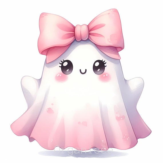 Pink Coquette Dancing Ghost Halloween | 15 sets | High Quality 300 DPI JPEGs | Pink Coquette ghost ,Cute Coquette Bow, Watercolor,Pink Ghost