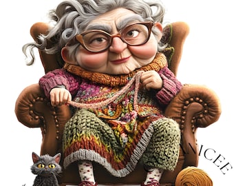 Funny Grandma Clipart Bundle: Quirky Senior Ladies (300 DPI JPEGs) (Commercial Use OK)
