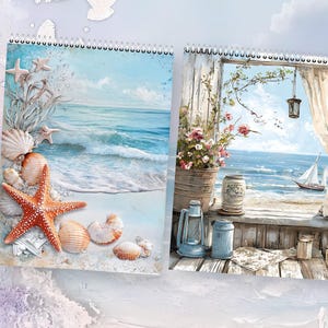 Ocean Breath Sealife Junk Journal Kit Printable 8.5x11 Digital Scrapbook Pages  Nautical Sea Shell Designs Beach Collage Paper Set