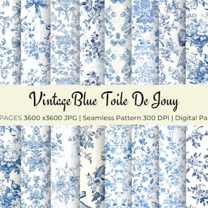 Azul Toile De Jouy Vintage Digital Papel Padrão Sem Costura com Laço Floral Coquete da Moda para Papel de Parede Scrapbooking Chinoiserie Flores