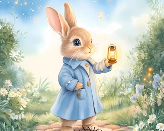 Easter Spring Bunny Peter Rabbit Clipart Bundle 12 Sets High-Quality 300 DPI JPEG Cute Watercolor  Bunnies Paper Craft Digital Card Making