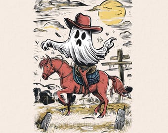 Cowboy-Geist für Halloween-Party Aufkleber Design Shirt PNG Western