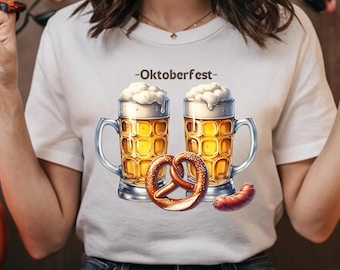Oktoberfest Beer Mugs Sausage and Pretzel Clipart PPNG Bavarian Festival Digital Download German Food Sublimation for T-Shirts & Crafts