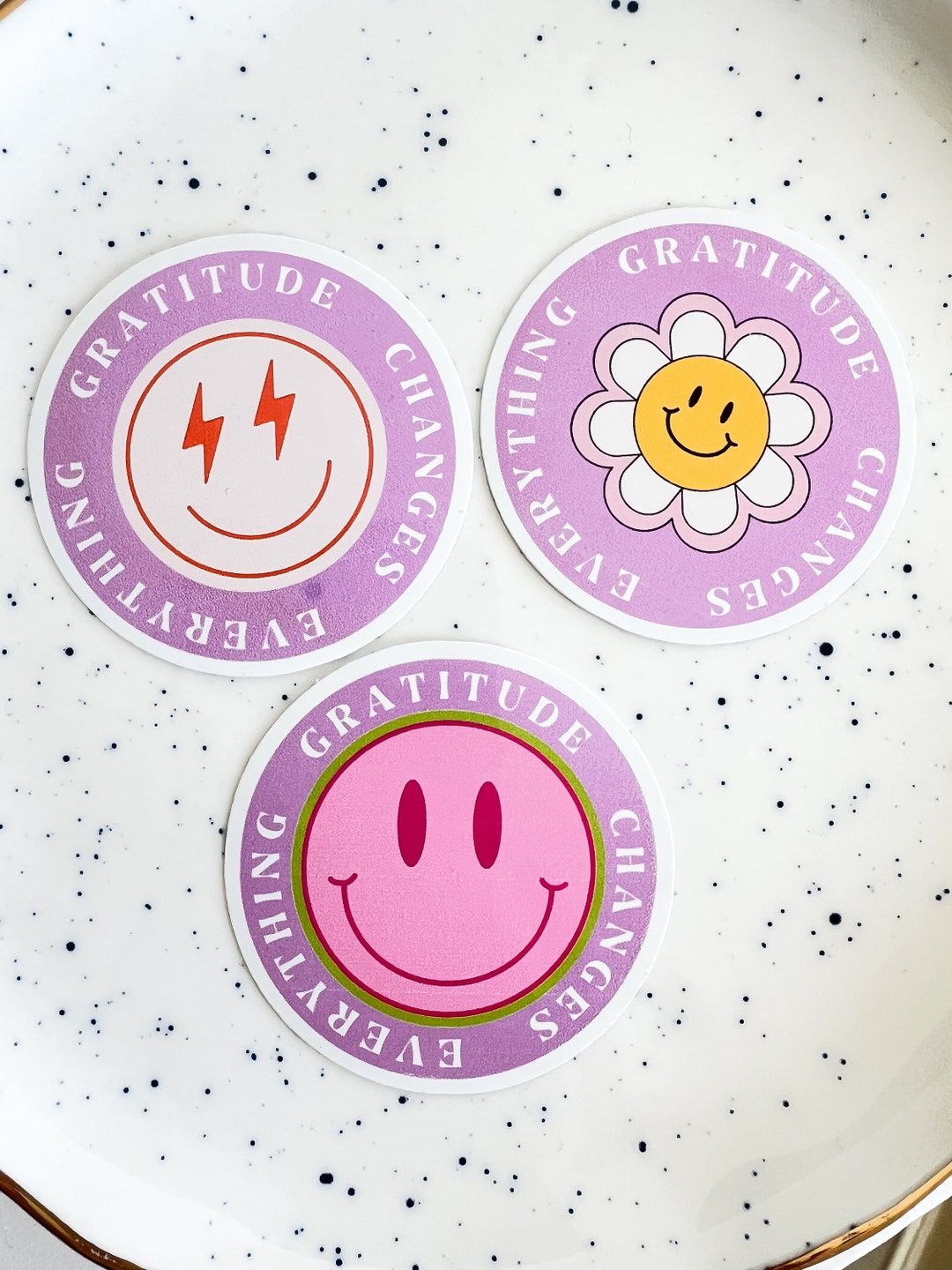 Gratitude Flower Power Stickers 3pcs, Inspirational and Motivational ...