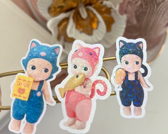 Sonny Angel 3Pcs. CAT LIFE Holographic waterproof Sticker | Angel Stickers | Journaling Stickers | Phone Stickers | Party Favor |