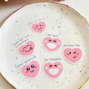Happy Heart Sticker Pack | Smiley Face Stickers | Journaling Stickers | Phone Stickers | Party Favor Stickers | Instax Film Stickers