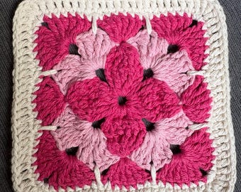 Blooming Garden Granny Square Crochet Pattern | Floral Motif PDF Tutorial (US Crochet Terms)