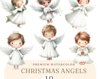 Cute Christmas Angels Clipart -Merry Christmas Angel  - Little Angel PNG -Praying Angel Illustrations - Baby Shower Angel - Commercial Use