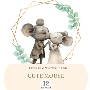 Clipart aquarelle souris mignonne / drôles de clipart souris / Images de souris originales / Illustrations de souris lunatiques PNG / Graphiques de souris aquarelle