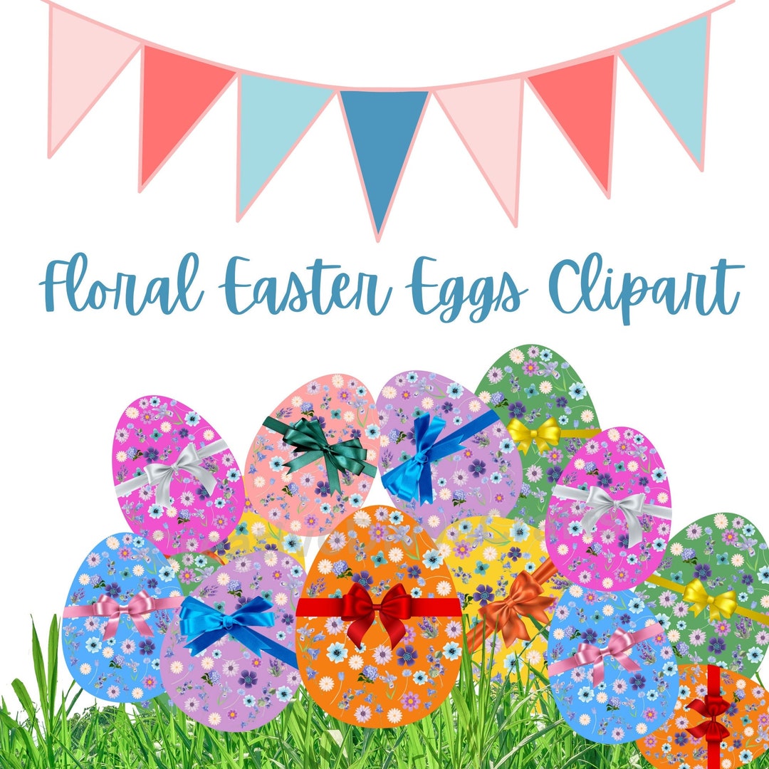 Floral Easter Eggs Clipart, Easter Eggs PNG, Easter Printable, Cute ...