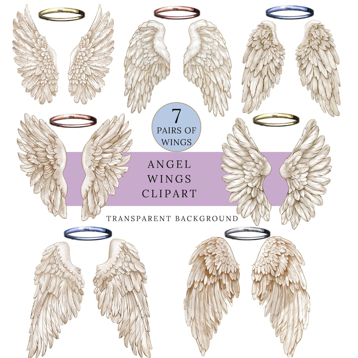 Angel Wings Clipart - Halo Clip Art - Christmas Angel Wings PNG ...