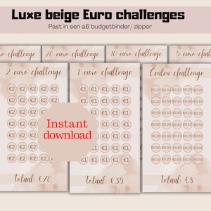 Luxury brown euro challenge set|Cash stuffing| 50 euros | 20 euros | 10 euros | 5 euros | Download | Dutch