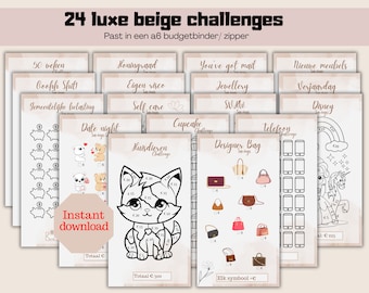 24 luxuriöse beige Herausforderungen| Bargeldfüllung | Herunterladen | A6-Budgetordner | Niederländisch| Budgetierung| Sparmethode | Umschlagsystem