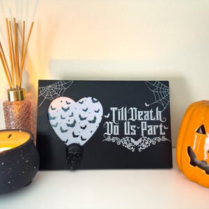 Gothic Photo Frame - Till Death Do Us Part - Hand Painted Wooden Photo Frame