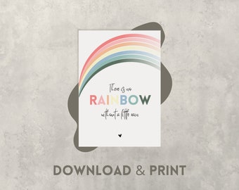 Encouragement card "Rainbow", printable greeting card, encouraging postcard to print out - Digital download
