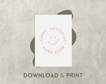 Muttertag Karte "Happy Muttertag" - Muttertag Geschenk, für Mom, druckbare Grußkarte, Postkarte zum Ausdrucken - Digitaler Download