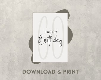 Geburtstagskarte 60, druckbare Karte zum 60. Geburtstag, schlichte Geburtstagskarte zum Ausdrucken - Digitaler Download