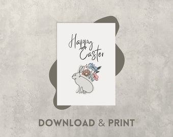 Osterkarte "Happy Easter" - Frohe Ostern, Ostergeschenk, druckbare Grußkarte, Postkarte zum Ausdrucken - Digitaler Download