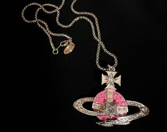 Vivienne Westwood Necklace Pink Diamond Saturn Pendant