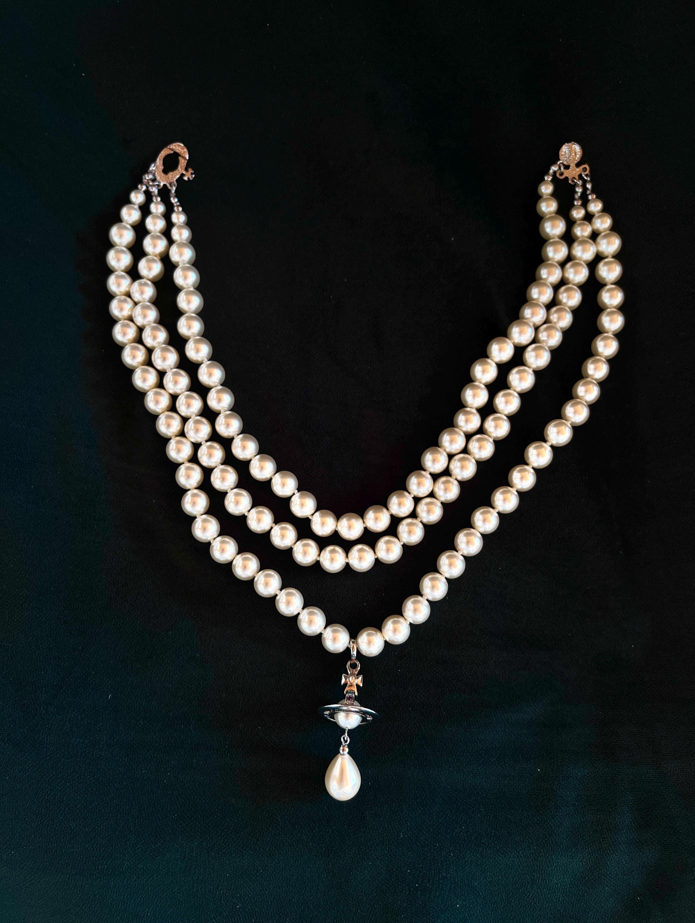 Vivienne Westwood Three Row Pearl Necklace - Etsy