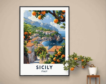 Sicily Coastline Art Print: Italian Landscape Poster (Digital Download)