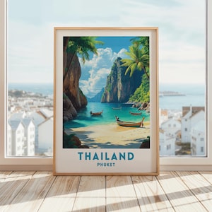 Phuket Thailand Travel Print: Tropical Beach Illustration (Digital Download)