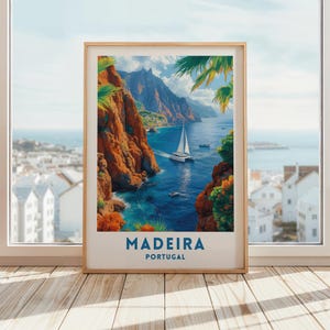 Madeira Portugal Travel Poster: Coastal Landscape Art (Digital Download)