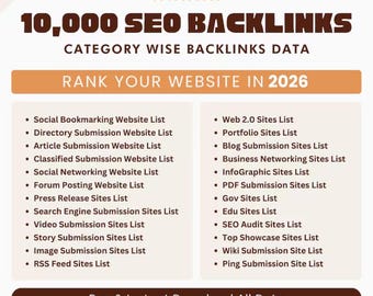 Base de datos de 10 000 backlinks SEO / Enlaces PA de alto DA / Acceso instantáneo