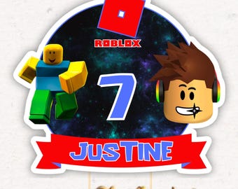 Gepersonaliseerde Roblox-verjaardagstaarttopper (digitale download)